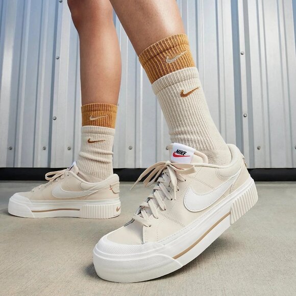 Nike WMNS Court Legacy Lift Pearl White / Beige Platform Sneakers DM7590-200 - Picture 5 of 7